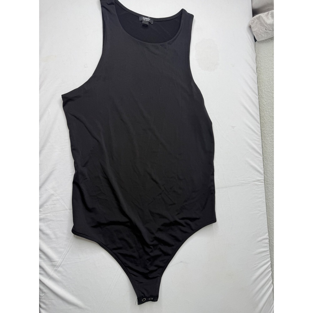 Express Body Contour Black Sleeveless Racerback Thong Bodysuit Medium
